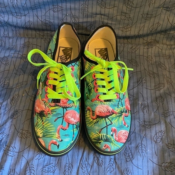 Vans new era custom design neon flamingo sneakers womens 8 - Picture 2 of 7